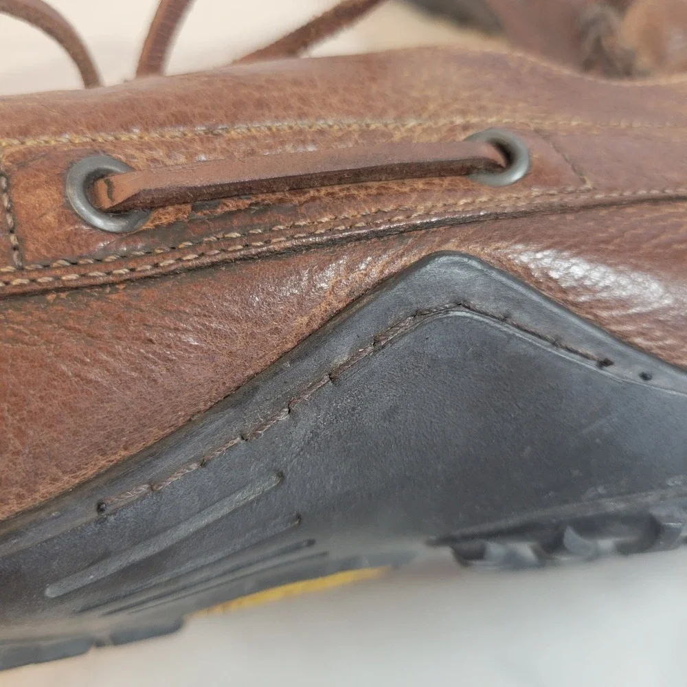 Martin Dingman Mens Brown Leather Boat Shoes Vibram Sole 9.5 M Chukka Brazil